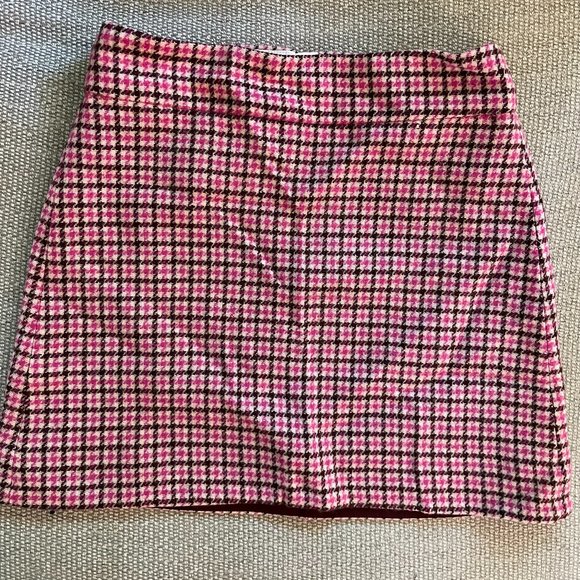J. Crew Dresses & Skirts - J Crew Mini Skirt in Pink & Brown/Maroon Houndstooth